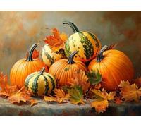 Peinture Numero Adulte citrouille feuille Kits de Peinture au Numéro avec 3 Pinceaux et Pigment Acrylique, DIY Activité Manuelle Adulte Numéro d'Art 90x120cm pour Decoration Maison Cadeau Femme L0-396