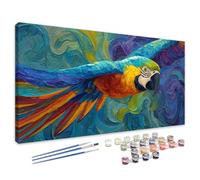 Peinture Numero Adulte Coloré, Peinture Numero Perroquet Paint by Numbers Grand Format XXL 30x60 cm, Loisirs Créatifs Adultes avec Pinceaux et Pigment pour Deco Murale, Cadeau Femme/ Homme 4L-89