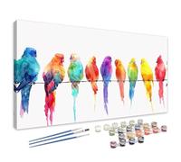 Peinture Numero Adulte Coloré, Peinture Numero Perroquet Paint by Numbers Grand Format XXL 70x140 cm, Loisirs Créatifs Adultes avec Pinceaux et Pigment pour Deco Murale, Cadeau Femme/ Homme 4L-928
