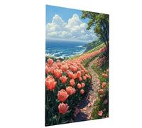 Peinture Numero Adulte, Coloriage par Numero Adulte Fleur, Nuage Kit Peinture avec Toile 100 x 150CM Pinceaux Peinture Acrylique Set, DIY Couleur Paint by Numbers pour Decoration Maison Model-04284