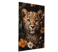 Peinture Numero Adulte, Coloriage par Numero Adulte Léopard, Animal Kit Peinture avec Toile 35 x 50cm Pinceaux Peinture Acrylique Set, DIY Couleur Paint by Numbers pour Decoration Maison Model-05934