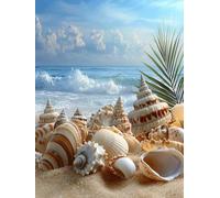 Peinture Numero Adulte, Coloriage Par Numero Adulte, Loisirs Créatifs Adultes Enfant Débutants, Kit à L'huile sur Toile, Idée Cadeau Créatif pour Madame 70x100cm (Sans Cadre) Coquillages La plage U-14