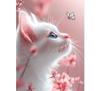 Peinture Numero Adulte, Coloriage Par Numero Adulte, Loisirs Créatifs Adultes Enfant Débutants, Kit de Peinture à L'huile sur Toile, Idée Cadeau Créatif pour Madame 35x55cm (Sans Cadre) chat fleur 466