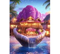 Peinture Numero Adulte, Coloriage Par Numero Adulte, Loisirs Créatifs Adultes Enfant, Kit de Peinture à L'huile sur Toile, Idée Cadeau Créatif pour Madame 30x40cm (Sans Cadre) coquillage Paysage U-10