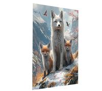 Peinture Numero Adulte, Coloriage par Numero Adulte Renard, Animal Kit Peinture avec Toile 35 x 50 cm Pinceaux Peinture Acrylique Set, DIY Couleur Paint by Numbers pour Decoration Maison Model-04512