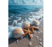Peinture Numero Adulte Coquille Peinture Numero Enfant, Activité Manuelle Adulte Paint By Numbers Vagues L'OcéAn DIY Creatif Toile Peintures à L'huile pour Décoration Murale 40x50cm Sans Cadre S-309
