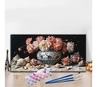 Peinture Numero Adulte Coquille Peinture par Numero Adulte, Activité Manuelle Kit Créatif DIY Creatif Toile Numéro d'Art Complet, Painting by Numbers Automne Décoration Murale 80x160 cm Fleur G8-659