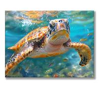 Peinture Numero Adulte Corail Tortue de mer Peinture Numero, Loisirs Créatifs Adultes, DIY Débutants Kit avec Pinceaux Coloriage par Numeros, Tableau Decoration Murale, Sans Cadre 30x40cm w0d-405