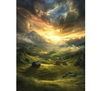 Peinture Numero Adulte Coucher De Soleil, Paysage Peinture Numero Enfant, DIY Activite Manuelle Adulte Débutants, Paint by Numbers Kits avec Pinceaux et Pigment Acryliques, Decoration, 90x120cm V-1816