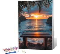 Peinture Numero Adulte Coucher De Soleil Peinture Numero OcéAn Paint by Numbers for Adults Débutant avec Pinceaux et Acryliques Activité Manuelle Adulte pour Decoration Murale 50x65CM -zjn2604KT