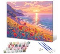 Peinture Numero Adulte Coucher de soleil Peinture Numero Plage, Loisirs Créatifs Adultes DIY Paint by Numbers Avec Pinceaux et Acryliques Artisanat kit pour Décoration, Femme Cadeau 60x80 cm Y3-539
