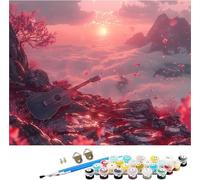 Peinture Numero Adulte Coucher De Soleil Peinture par Numero Adulte Guitare, DIY Loisirs Créatifs Adultes, Paint by Numbers avec Acrylique et Pinceaux, Decoration Maison Cadeau 100x130cm 4-3495