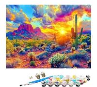 Peinture Numero Adulte coucher soleil oasis Peinture Numero DIY Creatif Numéro d'Art pour Adultes Débutants avec 3 Pinceaux et Acrylique pour Décoration Murale Cadeau 20x30 cm (Sans Cadre) L8-357