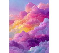 Peinture Numero Adulte Couleur, Nuage Peinture Numero Enfant, DIY Loisirs Créatifs Adultes, Paint by Numbers Kits avec Pinceaux et Pigment Acryliques, Decoration Automne, Cadeau Femme, 30x40cm, Q-7571