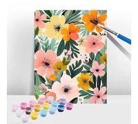 Peinture Numero Adulte Couleur, Peinture Numero Enfant Fleur, Tableau a Peindre Kit avec Acrylique et Pinceaux, DIY Activite Manuelle Adulte Enfants et Débutants, Décoration de Maison 40x50cm T-77