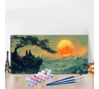 Peinture Numero Adulte Couple Peinture par Numero Adulte, Activité Manuelle Kit Créatif DIY Creatif Toile Numéro d'Art Complet, Painting by Numbers Décoration Murale 50x100 cm Style Chinois G8-449