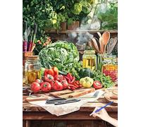 Peinture Numero Adulte Cuisine Paint by Numbers for Adults Légume Kit Peinture par Numero Adulte Activité Manuelle, Cheerful Painting Tableau a Peindre Tableau Decoration Murale Cadeau 40x50cm F-12