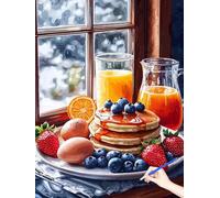 Peinture Numero Adulte Cuisine Paint by Numbers for Adults Rétro Kit Peinture par Numero Adulte Activité Manuelle, Cheerful Painting Tableau a Peindre Tableau Decoration Murale Cadeau 40x50cm D-06