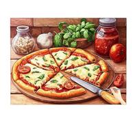Peinture Numero Adulte Cuisine Peinture par Numero Adulte Pizza, Cheerful Painting by Numbers Bricolage Activité Manuelle Tableau a Peindre Kit Cadeau Femme Decoration Murale Sans Cadre 70x50cm S-03