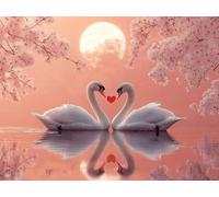 Peinture Numero Adulte Cygne, Numero d'art Enfant 5, 6, 7, 8, 9, 10 ans Amour, DIY Adulte Kit Loisirs Créatifs vec 3 Pinceaux et Acryliques, Paint by Numbers pour Décoration Maison 80x100cm YH2-789