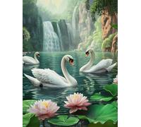 Peinture Numero Adulte Cygne Peinture par Numero Enfant Automne,DIY Adulte Loisirs Créatifs Toile Peintures à l'huile Kits avec Acryliques et Pinceaux pour Débutants et Femme Cadeaux 20x30cm E1-977