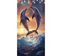 Peinture Numero Adulte Dauphin DIY Peinture par Numero Adulte Mer Tableau a Peindre Acrylique pour Adultes Débutants, Sans Cadre 60X120cm avec Peintures et Pinceaux, Décoration Murale Salon W6-37