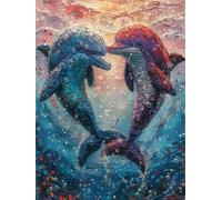 Peinture Numero Adulte Dauphin Peinture Numéro Animal Activite Manuelle Adulte Canevas Kit Complet Paint by Numbers DIY Canevas Painting Art Creatif pour Decora, Cadeau Femme 30x40cm Sans Cadre 6-23S8