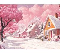 Peinture Numero Adulte Dessin animé architecture Kits de Peinture au Numéro avec 3 Pinceaux et Pigment Acrylique, DIY Activité Manuelle Adulte Numéro d'Art 30x40cm Decor Maison Cadeau Femme L0-238