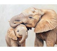 Peinture Numero Adulte, DIY Peinture Numero Débutants 40x50cm Paint by Numbers Loisirs Créatifs Adultes avec 3 Pinceaux Pour la Décoration de la Maison, Cadeau Homme Femme mignon éléphant L0-252