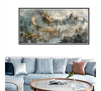 Peinture Numero Adulte Dragon, DIY Adulte Peinture Numero Style Chinois Peinture Acrylique Débutants Activité Manuelle, Peintures Acryliques pour Decoration Chambre, Cadeau Femme - 100x200cm Encadré