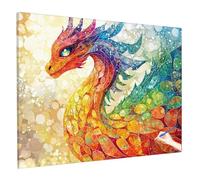 Peinture Numero Adulte Dragon Peinture par Numero Adulte avec Cadre, Paint by Numbers Abstrait Kit de Loisirs Créatifs, Bricolage Cheerful Painting Kit Tableau Decoration Murale Cadeau 90x70cm R-91
