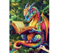 Peinture Numero Adulte Dragon Peinture par Numero Adulte Enfant Kits DIY Forêt Paint by Numbers Art Creatif Bricolage Cheerful Painting by Numbers for Halloween Decoration Maison Cadeau 40x50cm I-76