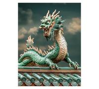 Peinture Numero Adulte Dragon, Toile Peinture Numero Enfant Débutants Architecture, Canevas Kit Complet Adulte 95x70CM Avec Pinceaux et Acrylique, DIY Paint by Numbers pour Decoration Murale LSJ-1749