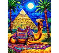 Peinture Numero Adulte, Egypte Peinture par Numero Adulte Enfants DIY Paint by Numbers Pyramide avec Pigment Acrylique et Pinceaux, Kit de Loisirs Créatifs, Decoration Maison 50x65cm Sans Cadre z-66