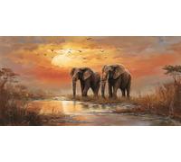 Peinture Numero Adulte Éléphant, Oiseaux Peinture Par NuméRos Enfants, Kit Complet DIY Avec Toile, Peinture Acrylique & Pinceaux, Activité Manuelle Adulte La DéTente, IdéAl Cadeau Femme 50x100cm U-139