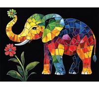 Peinture Numero Adulte Éléphant Peinture par Numero Enfant Abstrait,DIY Adulte Loisirs Créatifs Toile Peintures à l'huile Kits，Acryliques et Pinceaux pour Débutants et Femme Cadeaux 30x40cm E1-1153