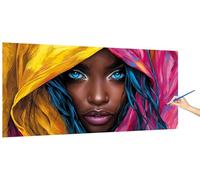 Peinture Numero Adulte Enfant Femme, Peinture par Numero Afrique Kits, Coloriage par Numero Loisirs Créatifs Art Bricolage Adultes Peinture au Numero Acryliques Cadeau Décor Sans Cadre 80x40cm W-8
