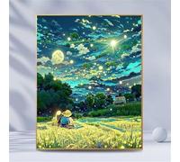Peinture Numero Adulte Enfant Lune Paint by Numbers Champ de blé Peinture Numero Adulte avec Cadre 40 x 50 cm, Activite Manuelle avec Pinceaux et Peintures Acryliques, Decoration Murale Maison, *667