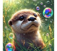 Peinture Numero Adulte, Enfants Débutants Peinture par Numéros Belle loutre Kit de Peinture à l'huile sur Toile, kit Activité manuelle Loisirs Créatifs Adultes Peintures, Decor Cadeau 35x35cm S-920