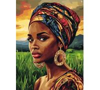 Peinture Numero Adulte femme africaine,Peinture Numero Enfant femme,Peinture au Numéro,Peinture Numero Adultes Loisirs Créatifs,Acryliques Paintings Peintures et Pinceaux,Decoration Chambre 50x70cm
