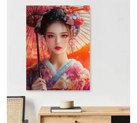 Peinture Numero Adulte femme, Japon Coloriage Par Numero Adulte Activite Manuelle, 1Pack 40x50cm Toile + Peintures + 3 Size Pinceaux + Lmage de Référence, Decoration Chambre, Cadeau Femme,Model68