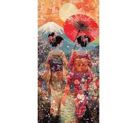 Peinture Numero Adulte femme japonaise,fleur Peinture par Numero Adulte avec Cadre 30x60cm,DIY Paint by Numbers avec 3 Pinceaux et Peintures Acryliques,Decoration Chambre Maison Murale,Cadeau Femme