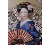 Peinture Numero Adulte Femme Japonaise, Peinture par Numero Adulte Fleur, DIY Paint by Numbers kit avec Pigment Acrylique et Pinceaux, Activité Manuelle Kit sur Toile, Cadeau Femme, 60 x 70 cm 8-2749