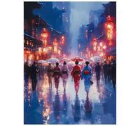 Peinture Numero Adulte femme japonaise Toile Peinture Numero Enfant Rue, Kit Creatif Activité Manuelle Adulte 70x95 CM, Acrylique Paint by Numbers for Adults pour Decoration Murale Cadeau 8YH-3058