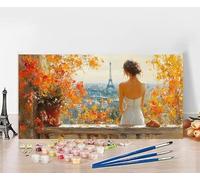 Peinture Numero Adulte Femme Peinture Numero Enfant Tour Eiffel Painting by Numbers, DIY Loisir Creatif Adulte Couleur Canevas Travaux Manuels, Décoration Murale Cadeau Femme Sans Cadre 30X60cm 2-3536