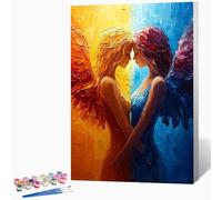 Peinture Numero Adulte Femme Peinture Par Numero Adulte Ange,DIY Enfant Activité Manuelle Kit Creatif 70x95cm, Kit Coloriage Avec PigmentéE Et Pinceaux, Decoration Murale (Sans Cadre) -LKF0798PR