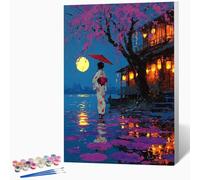 Peinture Numero Adulte Femme Peinture Par Numero Adulte Japon,DIY Enfant Activité Manuelle Kit Creatif 50x65cm, Kit Coloriage Avec PigmentéE Et Pinceaux, Decoration Murale (Sans Cadre) -LKF0769NF