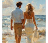 Peinture Numero Adulte Femme, Peinture par Numero pour Decoration Maison, Plage DIY Activite Manuelle Adulte Kits, Paint by Numbers Kits avec Pinceaux et Pigment Acryliques, Cadeau, 50x50cm T-8096