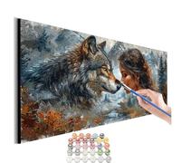 Peinture Numero Adulte Femme Peinture Par NuméRos Grand Format Loup Loisirs CréAtifs Adultes Enfant DIY NuméRo D'Art Complet Kit DéButants,Cadeau GarçOns Filles 3+ Ans, Sans Cadre 50x100cm M-906
