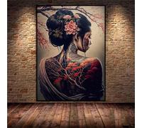 Peinture Numero Adulte,Femme tatouée japonaise Peinture par Numéros Kits,avec Cadre Bricolage Peinture à l'huile sur Toile pour Adultes Enfants Paint by Numbers Cadeaux pour Maison Décoration 60x75cm